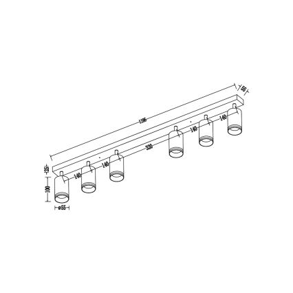 Stropni reflektor PIPE 6xGU10/10W/230V crni