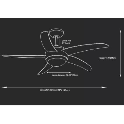 Stropni ventilator 2xE27/20W/230V pr. 132 cm + daljinski upravljač