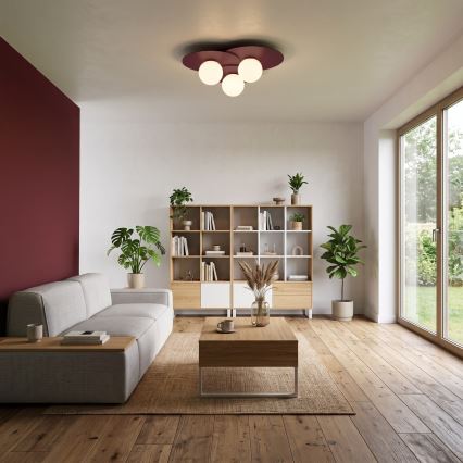 Stropno svjetlo FLAT 3xE27/15W/230V 55x60 cm bordo