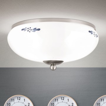 Stropno svjetlo LANDHAUS 2xE27/60W/230V, promjer 28 cm, mat krom/bijela/plava