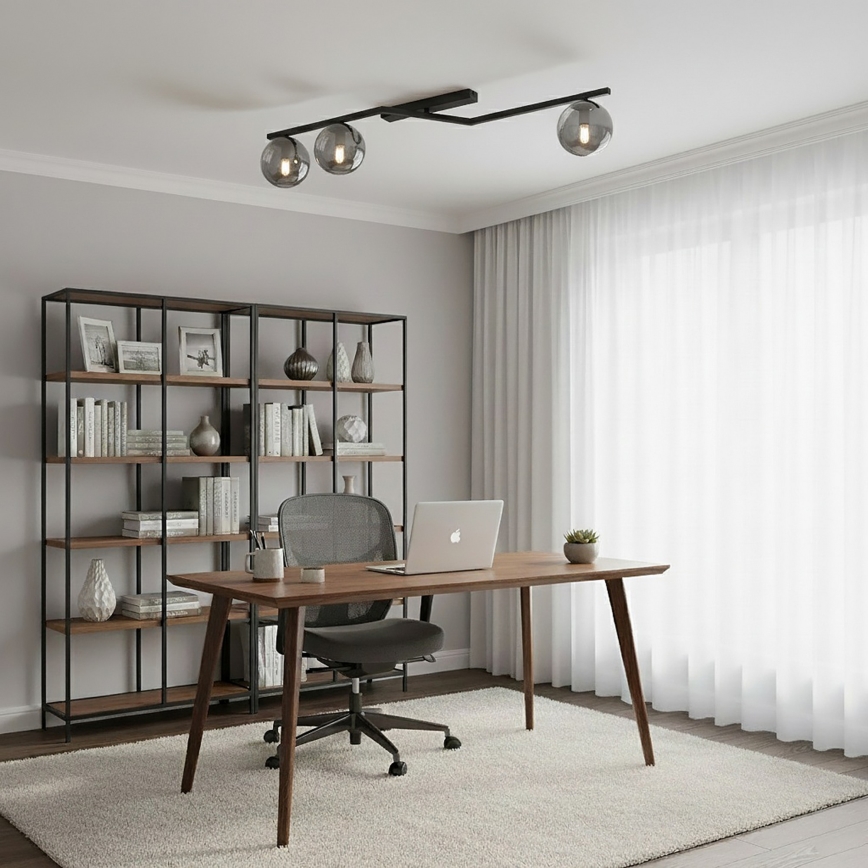 Stropno svjetlo NATON 3xE14/10W/230V crno/zadimljeno