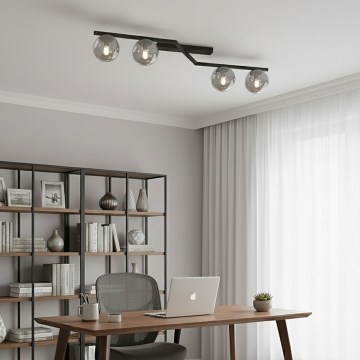 Stropno svjetlo NATON 4xE14/10W/230V crno/dimljeno