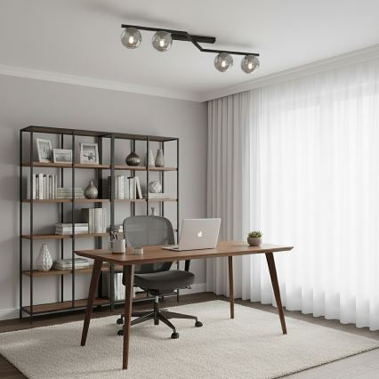 Stropno svjetlo NATON 4xE14/10W/230V crno/dimljeno