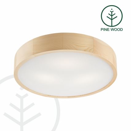 Stropno svjetlo NATURAL 3xE27/60W/230V promjer 47,5 cm borovina