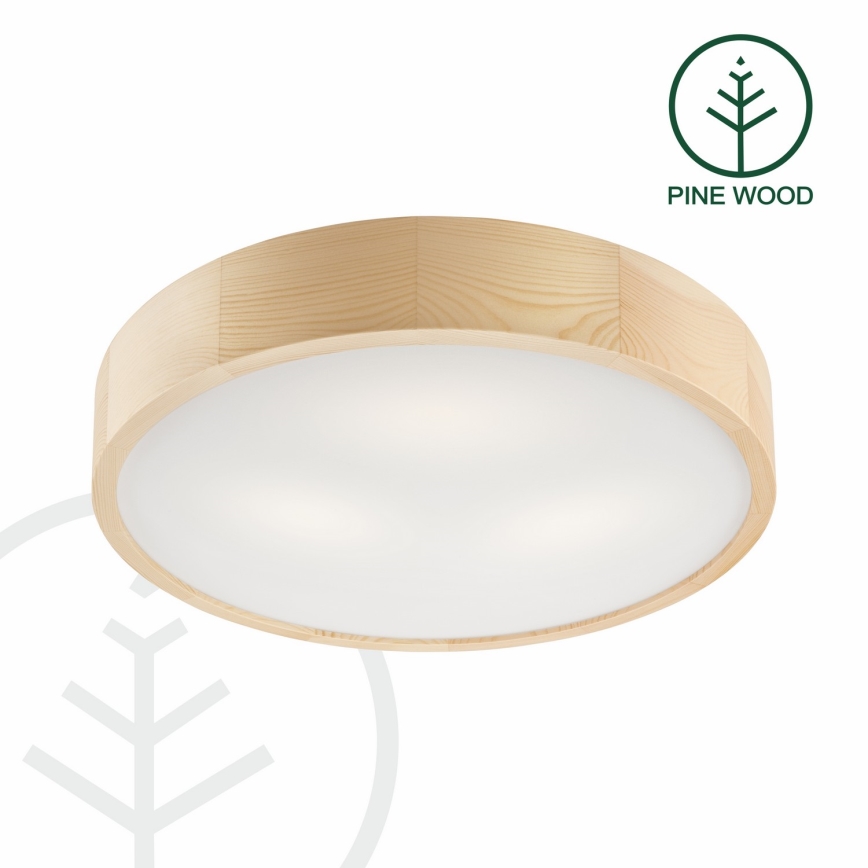 Stropno svjetlo NATURAL 3xE27/60W/230V promjer 47,5 cm borovina