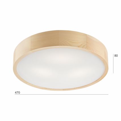 Stropno svjetlo NATURAL 3xE27/60W/230V promjer 47,5 cm borovina