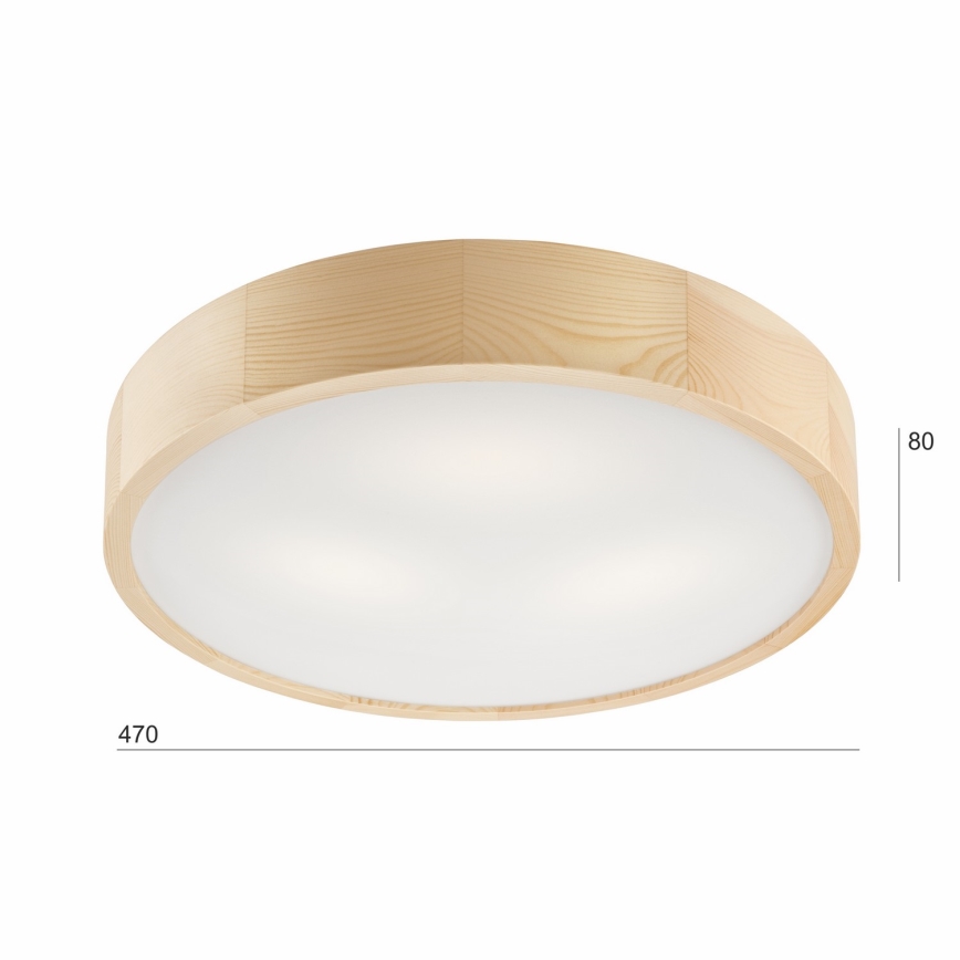 Stropno svjetlo NATURAL 3xE27/60W/230V promjer 47,5 cm borovina