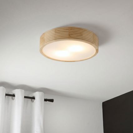 Stropno svjetlo NATURAL MODERN 2xE27/15W/230V, promjer 37,5 cm, borovina