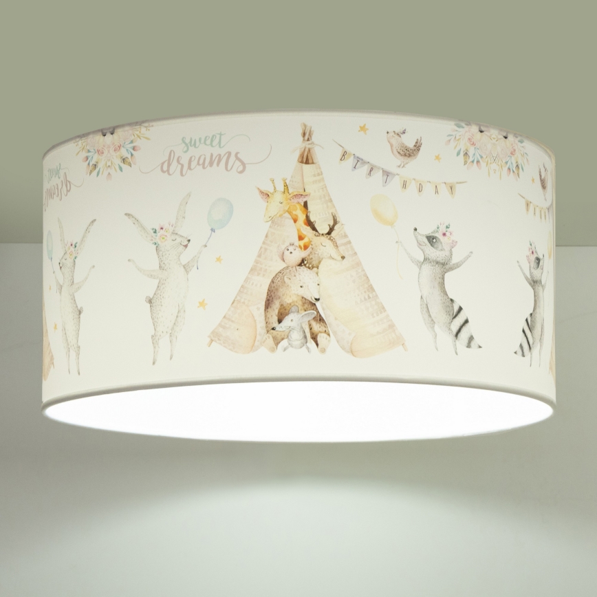 Stropno svjetlo za dječju sobu KIDS ROOM 1xE27/60W/230V Ø 40 cm s motivom životinja