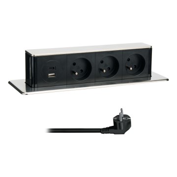 Stupac s utičnicama za stolnu ploču 3x230V + USB-A + USB-C