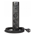Stupak s utičnicama za stolnu ploču 3x230V + USB-A + USB-C, crni