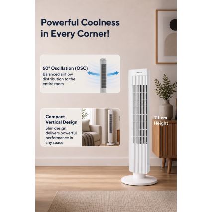 Stupasti ventilator 50W/230V bijeli