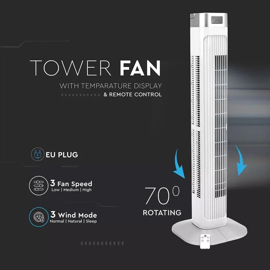 Stupni ventilator s indikatorom temperature i daljinskim upravljačem 55W/230V