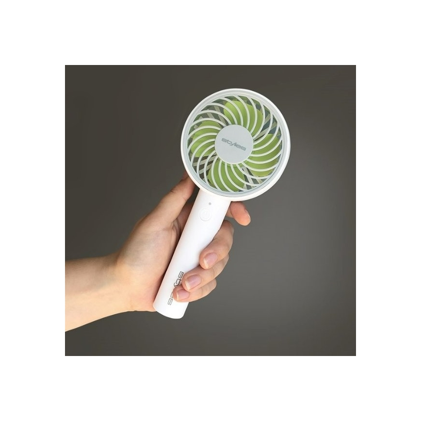 Stylies - Punjivi ručni ventilator LACERTA 4W/5V 2500 mAh bijela