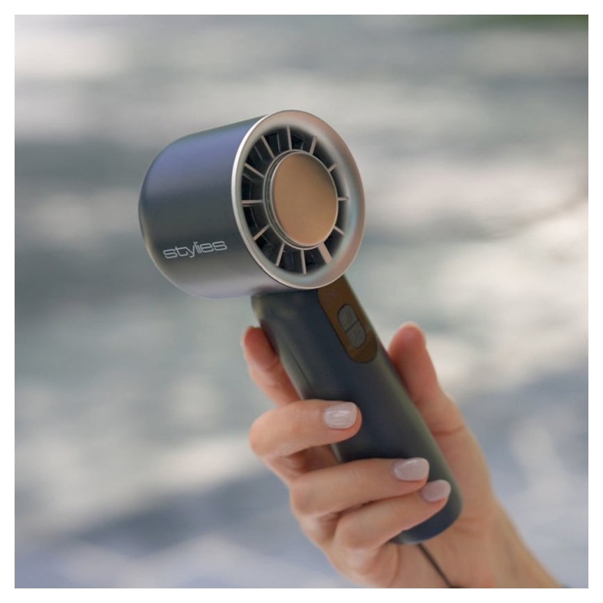 Stylies - Punjivi ručni ventilator LACERTI 8W/5V 3000 mAh plavi