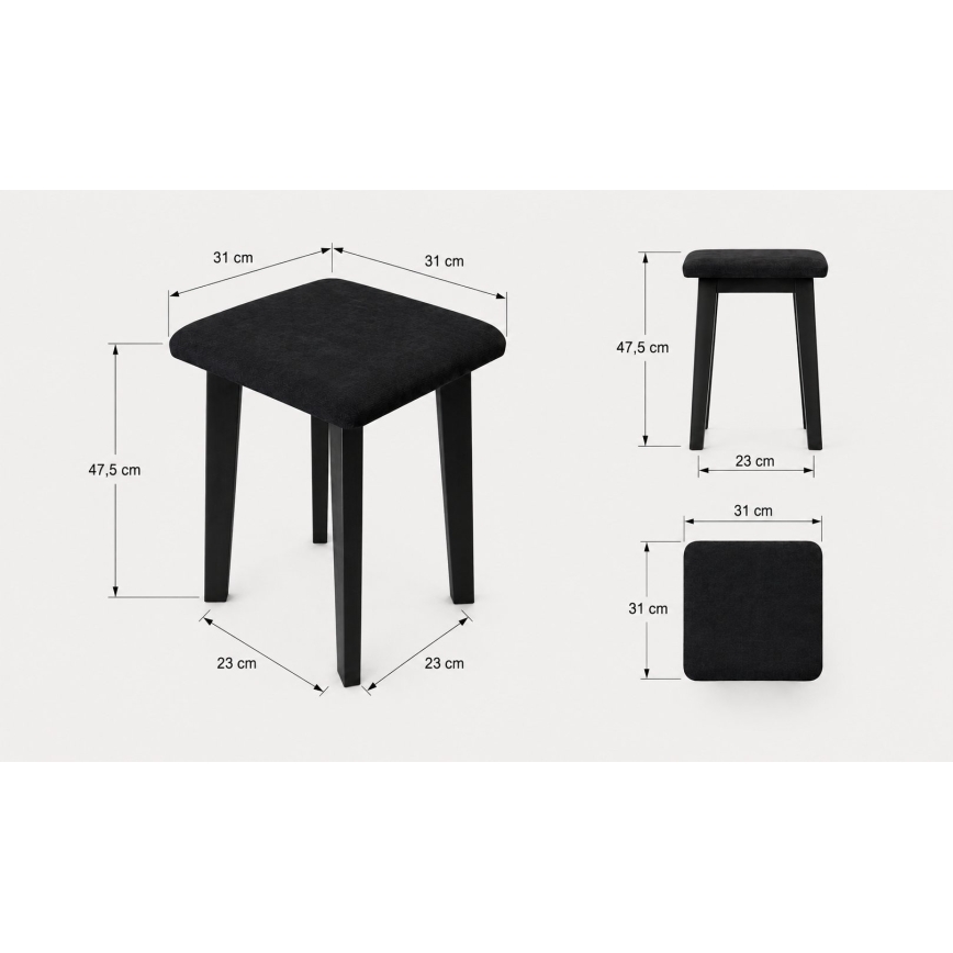 Tabure LUBE 36x36 cm crna/zelena