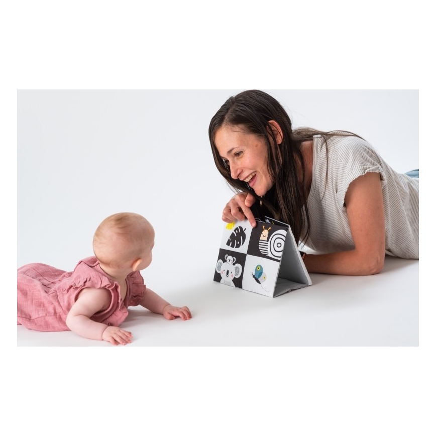 Taf Toys - Dječja tekstilna knjiga s ogledalom crna
