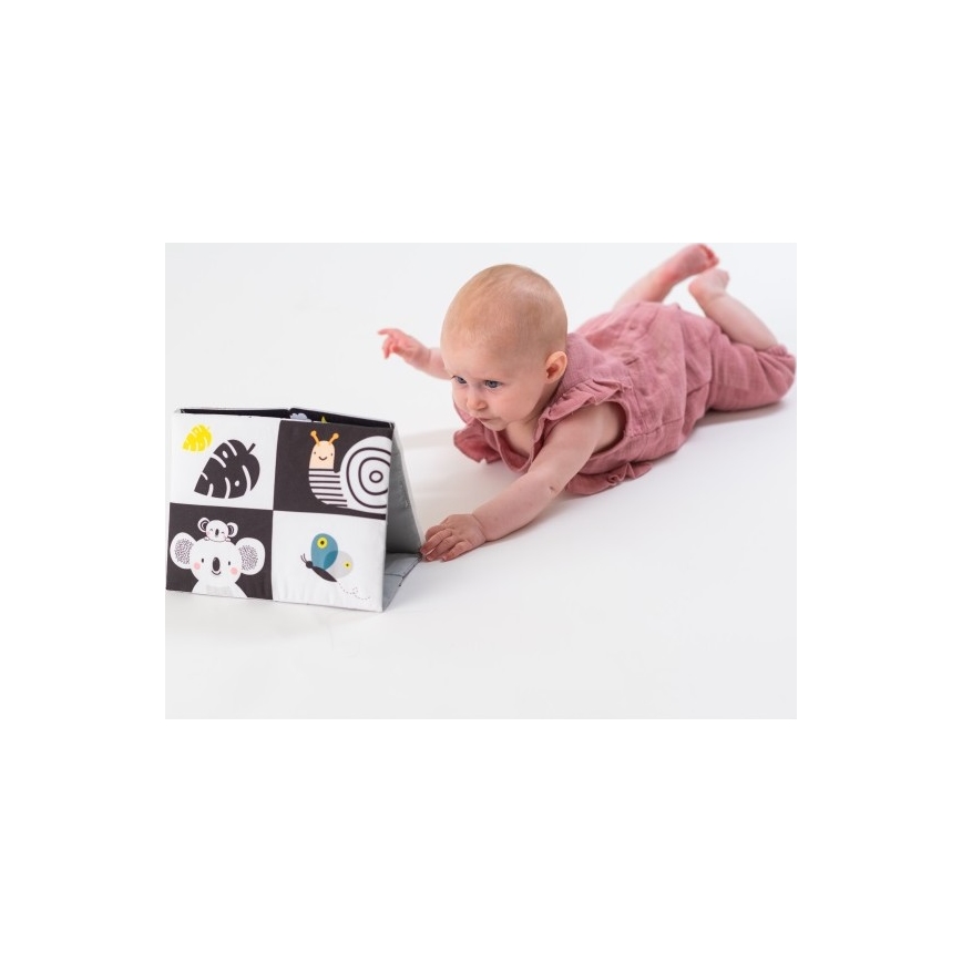 Taf Toys - Dječja tekstilna knjiga s ogledalom crna
