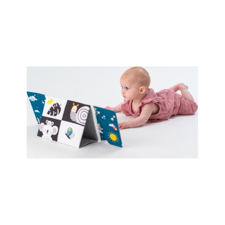 Taf Toys - Dječja tekstilna knjiga s ogledalom crna