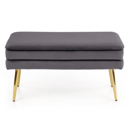 Tapecirana klupa sa skladišnim prostorom VELVA 37x78 cm siva/zlatna