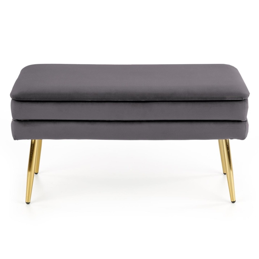 Tapecirana klupa sa skladišnim prostorom VELVA 37x78 cm siva/zlatna