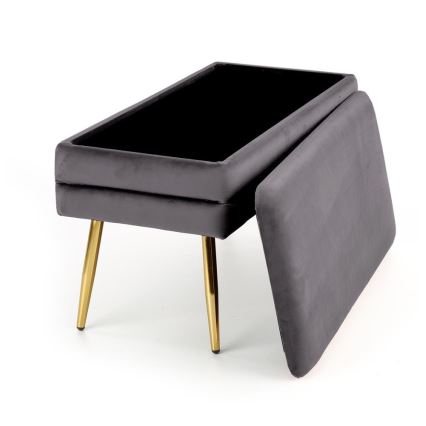Tapecirana klupa sa skladišnim prostorom VELVA 37x78 cm siva/zlatna