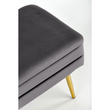 Tapecirana klupa sa skladišnim prostorom VELVA 37x78 cm siva/zlatna