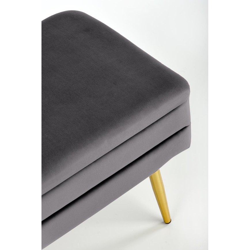 Tapecirana klupa sa skladišnim prostorom VELVA 37x78 cm siva/zlatna