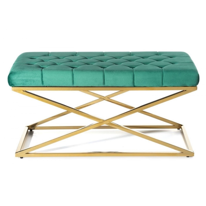 Tapecirana klupa SALIBA 50x97 cm zlatna/zelena