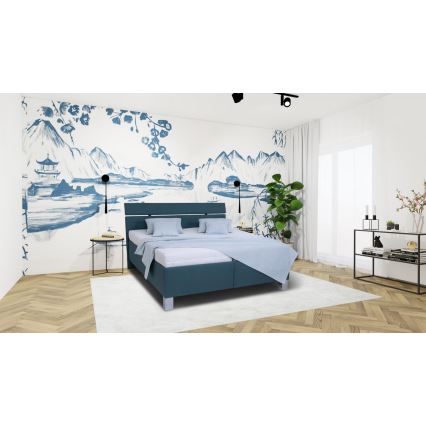 Tapecirana krevet s prostorom za odlaganje bez madraca ALIS 160x200 cm tirkizna