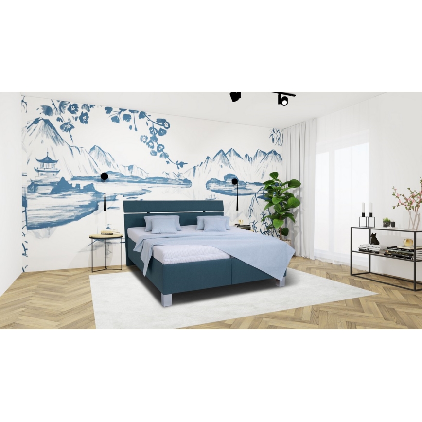 Tapecirana krevet s prostorom za odlaganje bez madraca ALIS 160x200 cm tirkizna