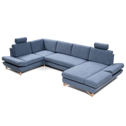 Razvlačna kutna tapecirana garnitura s spremištem u obliku slova U AVESTA, plava