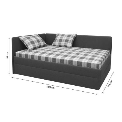 Tapecirana valenda s univerzalnim L/P uzglavljem ARLY 110x200 cm antracit/bijela