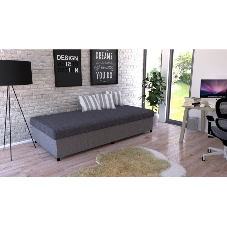 Tapecirani dnevni krevet s prostorom za pohranu CORY 80x200 siva