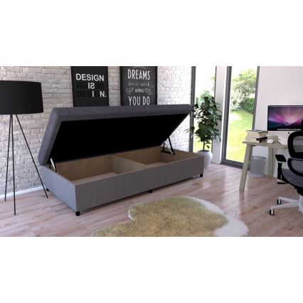 Tapecirani dnevni krevet s prostorom za pohranu CORY 80x200 siva