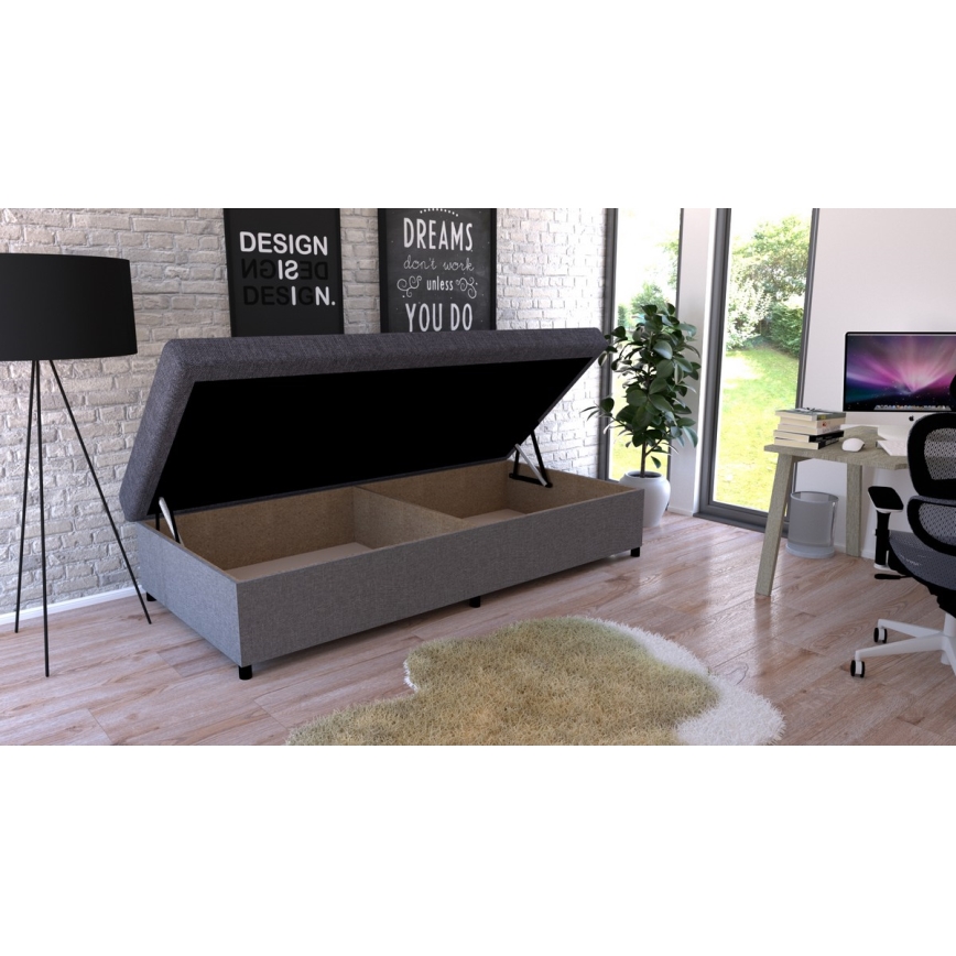 Tapecirani dnevni krevet s prostorom za pohranu CORY 80x200 siva