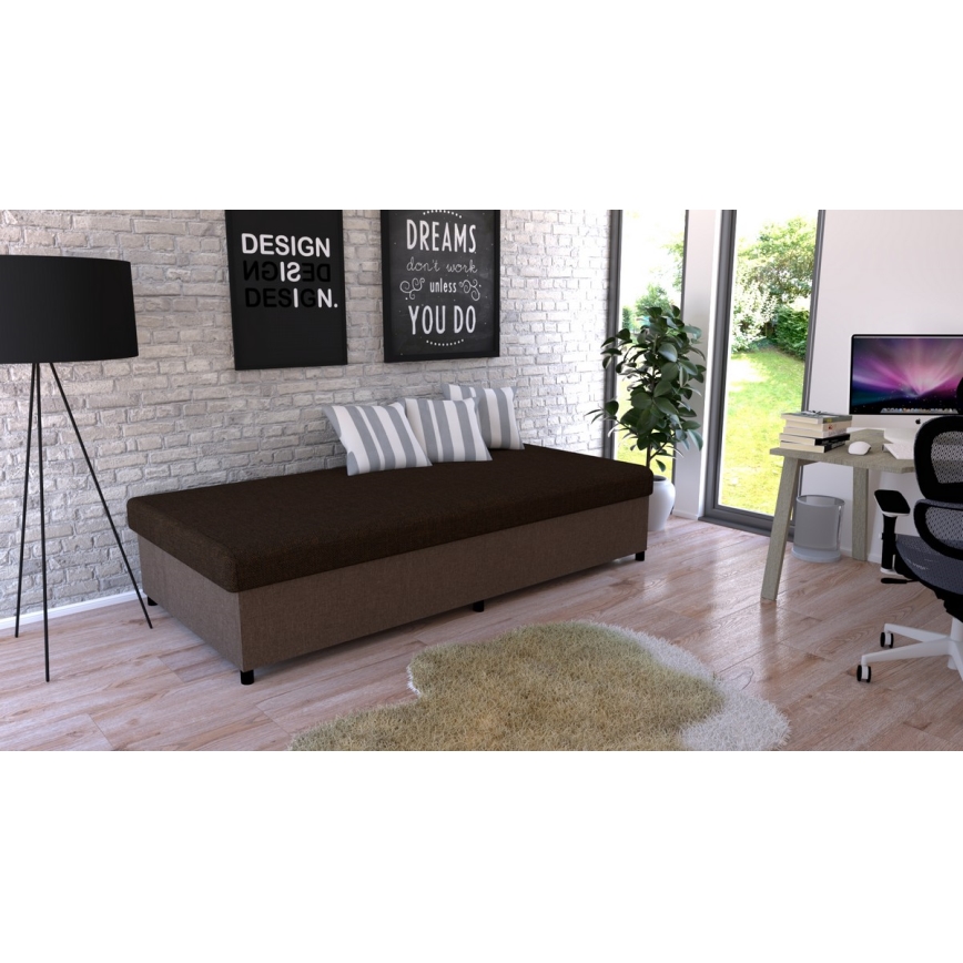 Tapecirani dnevni krevet s prostorom za pohranu CORY 80x200 smeđa