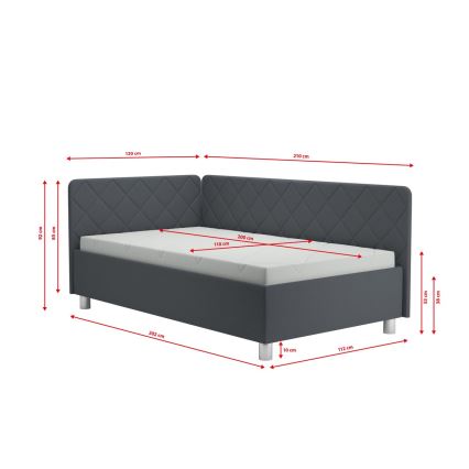 Tapecirani dnevni krevet s prostorom za pohranu i madracem EMILE 110x200 cm siva