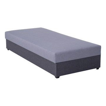 Tapecirani dnevni krevet s prostorom za pohranu JACOB XL nosivost 130 kg 90x200 cm siva