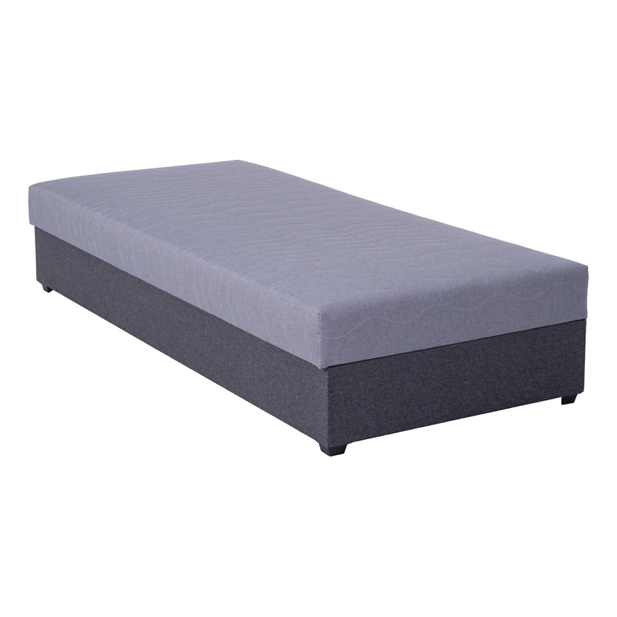 Tapecirani dnevni krevet s prostorom za pohranu JACOB XL nosivost 130 kg 90x200 cm siva