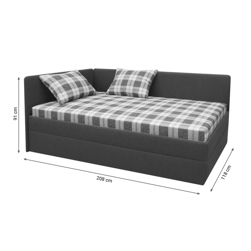 Tapecirani dnevni krevet s univerzalnim L/D uzglavljem ARLY 110x200 cm antracit/bijela