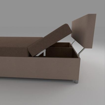 Tapecirani ležaj s podesivim naslonom i spremištem DALLAS 108x205 cm smeđa/tamno-smeđa