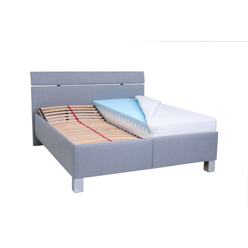 Tapecirani krevet s madracem i spremišnim prostorom ALIS 160x200 cm svijetlo siva