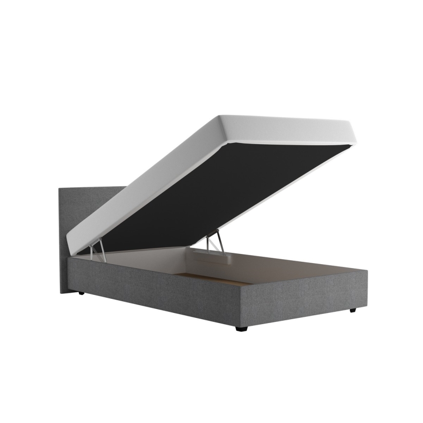 Tapecirani krevet DARIA 120x200 cm s prostorom za pohranu i madracem, siva