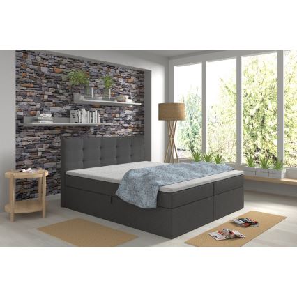 Tapecirani krevet s madracima i topperom s prostorom za pohranu EMBER 160x200 cm antracit