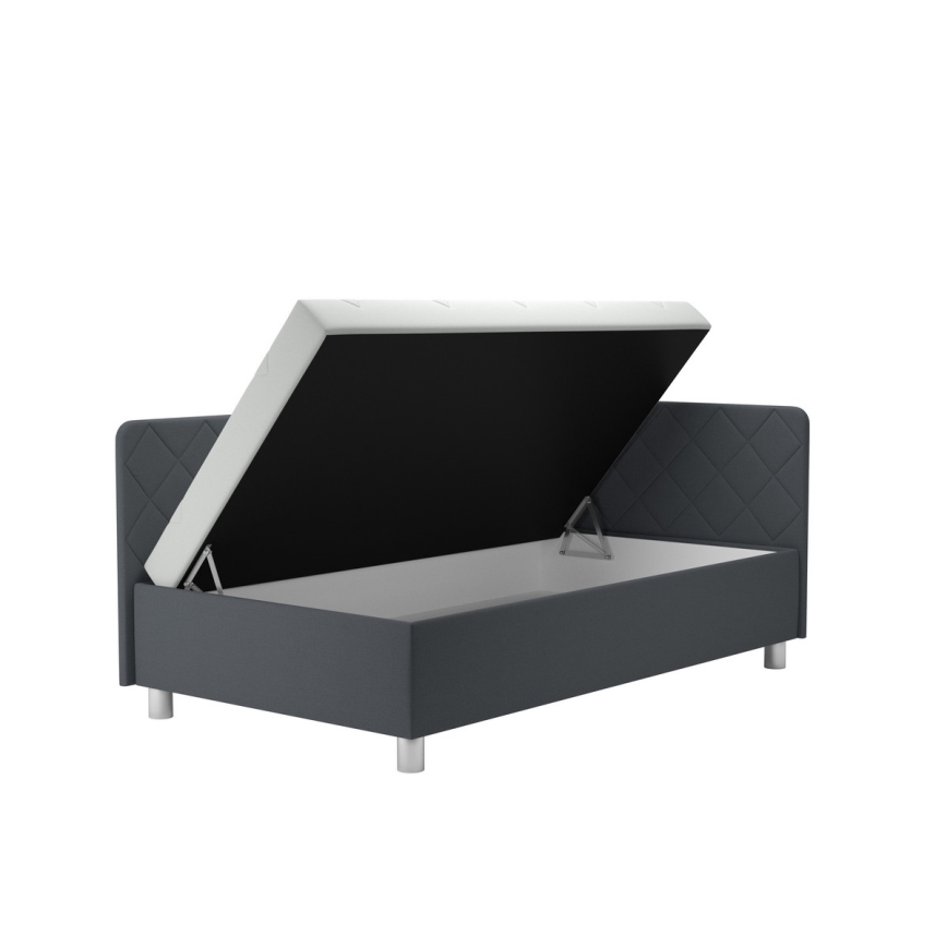Tapecirani krevet EMILE 110x200 cm sa spremištem i madracem, siva