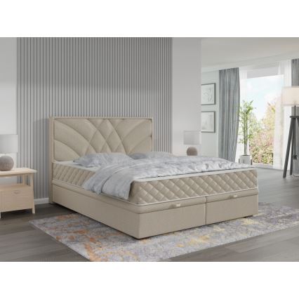 Tapecirani krevet s madracima i spremišnim prostorom GINA 140x200 cm bež