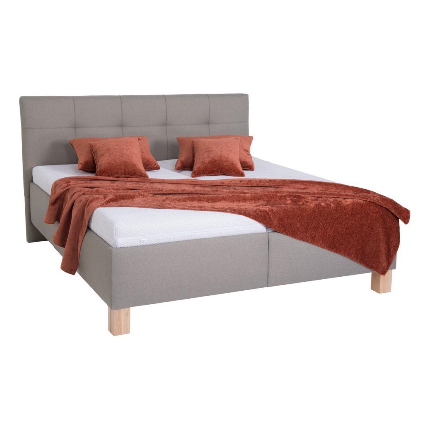 Tapecirani krevet MARIA 160x200 cm s madracem i spremištem, taupe