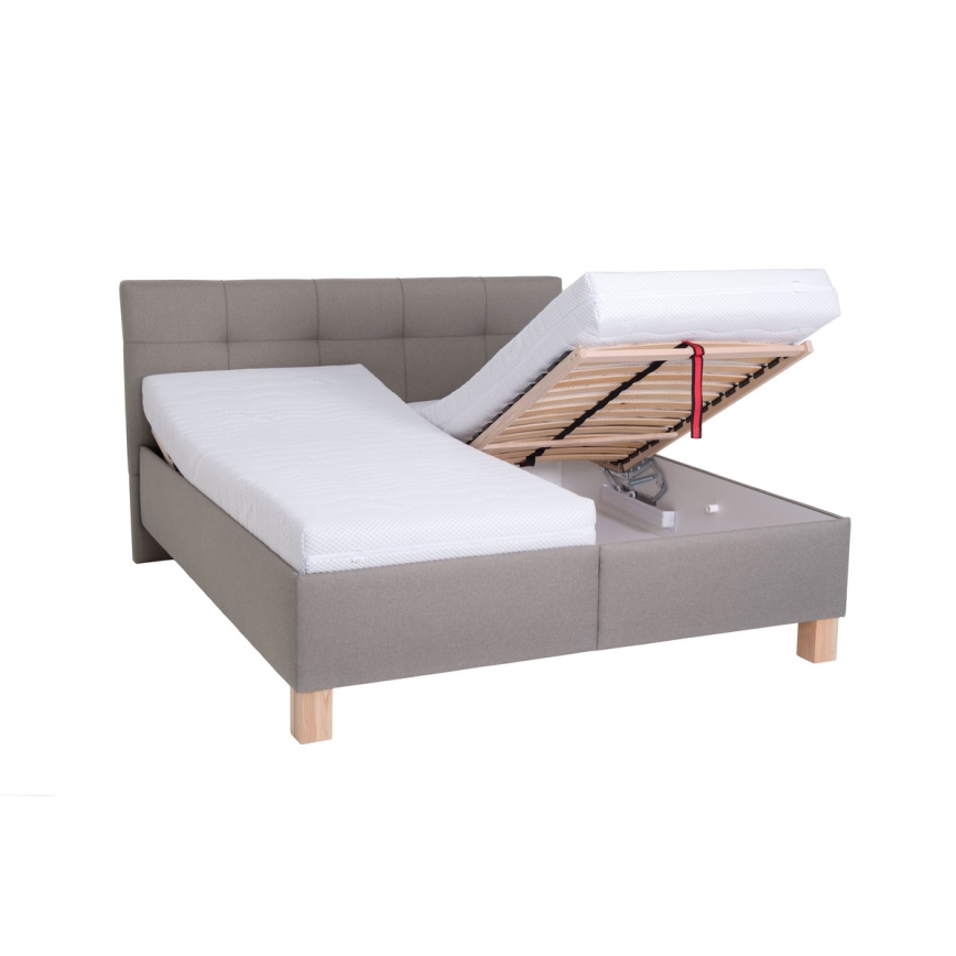 Tapecirani krevet MARIA 160x200 cm s madracem i spremištem, taupe