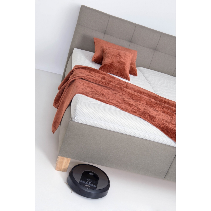 Tapecirani krevet MARIA 160x200 cm s madracem i spremištem, taupe